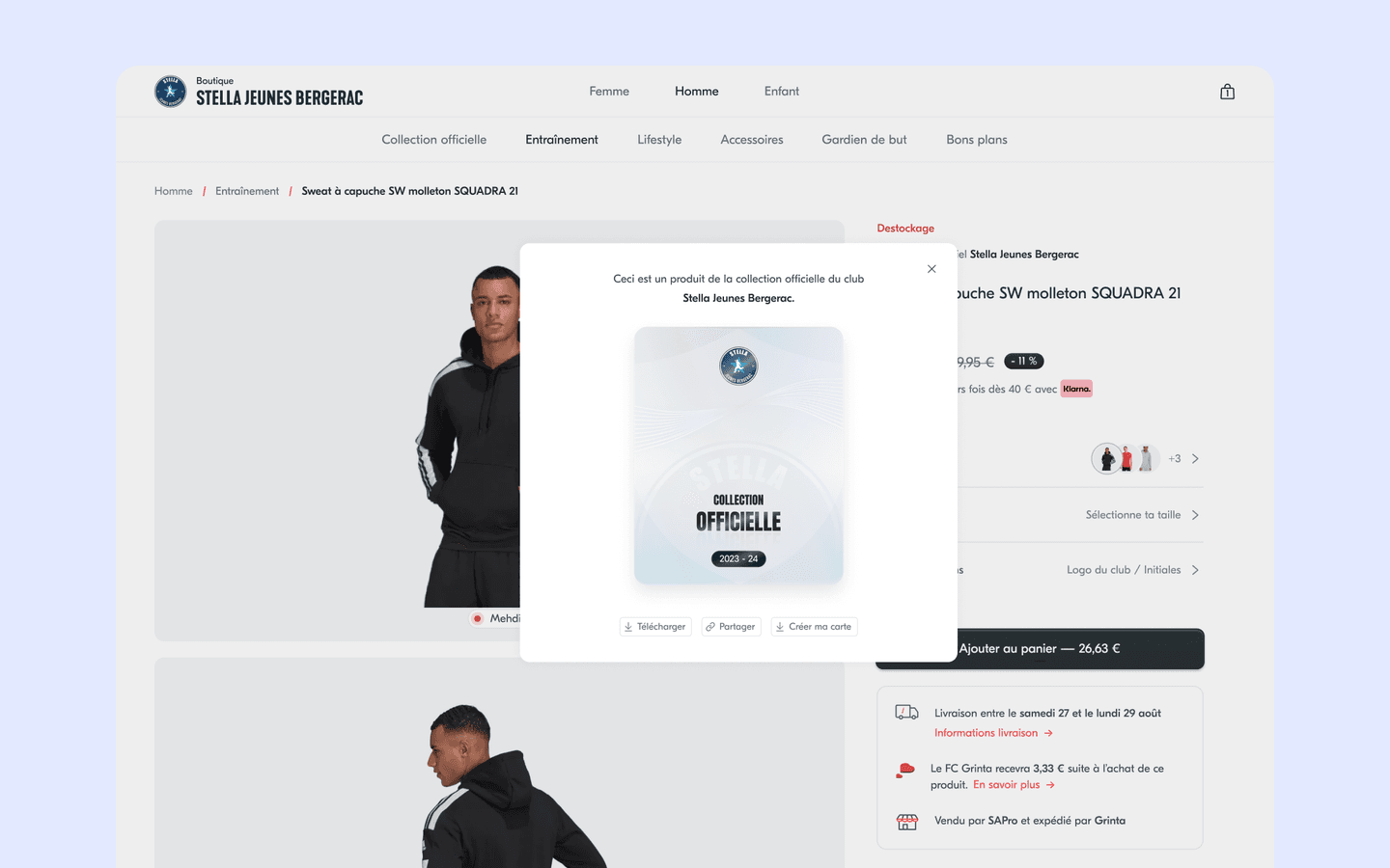 grinta storefront product modal