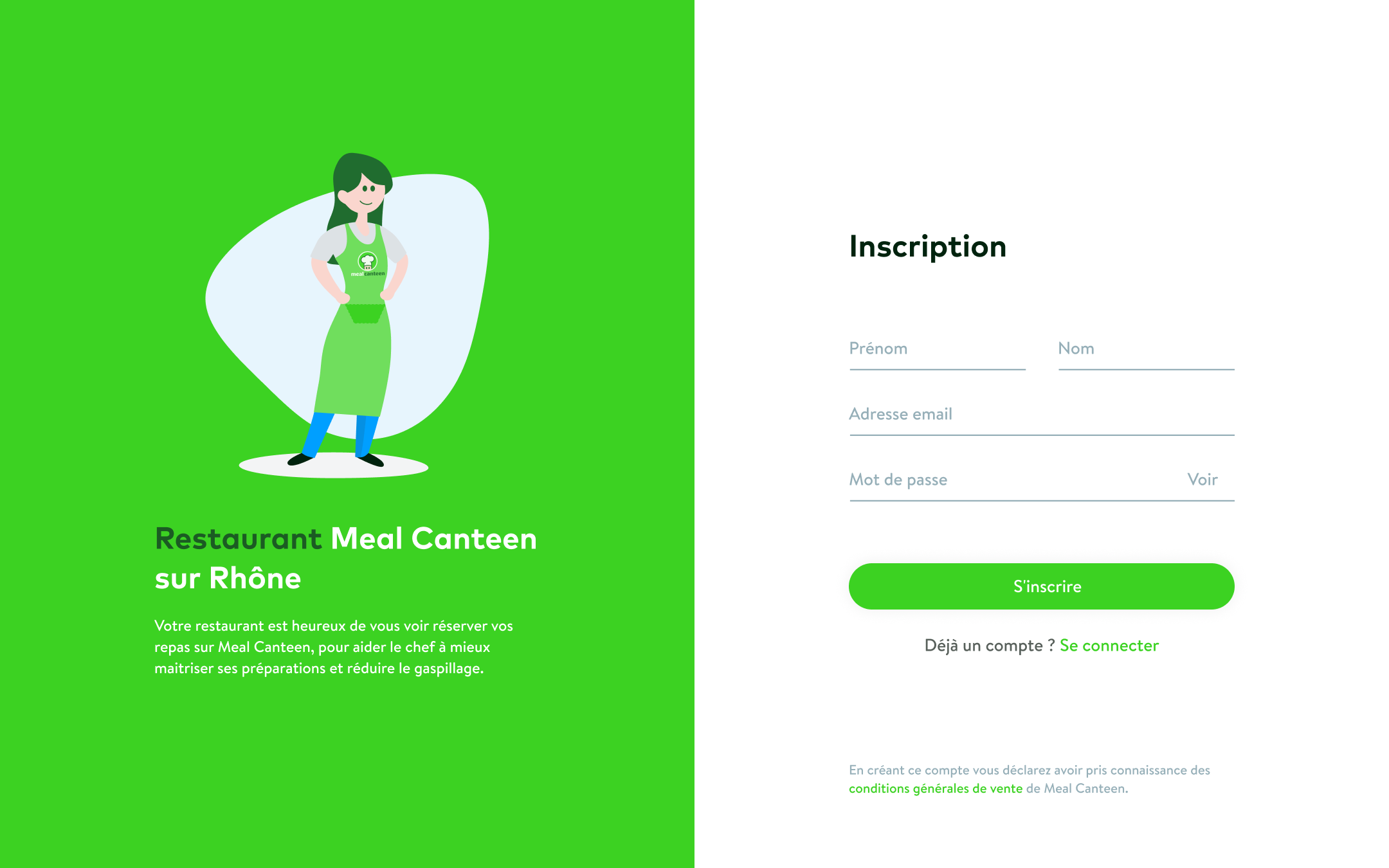 meal canteen desktop app sign up page